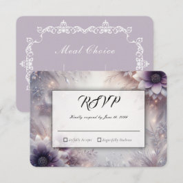 Silver och Mjuk Amethyst Vinterblommor Bröllop OSA Kort