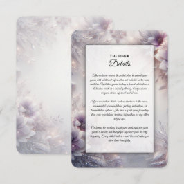 Silver och Mjuk Amethyst Vinterblommor Bröllop Tilläggskort