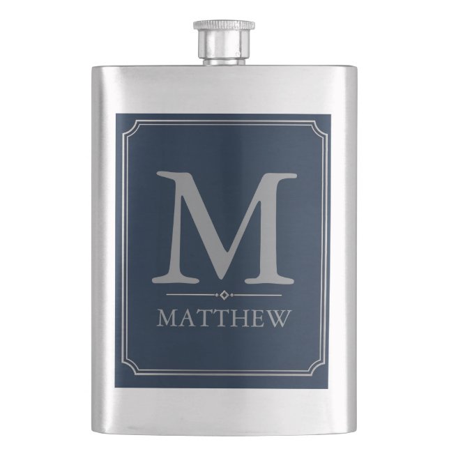 Silver och Navy Monogram-design Fickplunta (Framsidan)