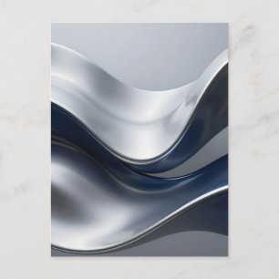 Silver Och Navy Vätskavågor Abstrakt Modern Design Vykort