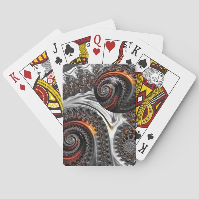 Silver och Orange Mandelbrot med Sphere Casinokort (Baksidan)