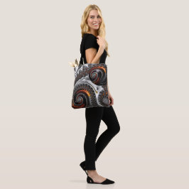 Silver och Orange Mandelbrot med Sphere Tote Bag Tygkasse