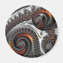 Silver och Orange Mandelbrot Sphere Magnet