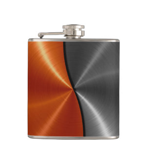 Silver och orange metalliska stålsätter metall 2 fickplunta