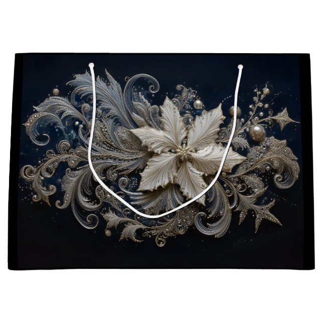 Silver och Pearl Poinsettia Embroidery (Framsidan)