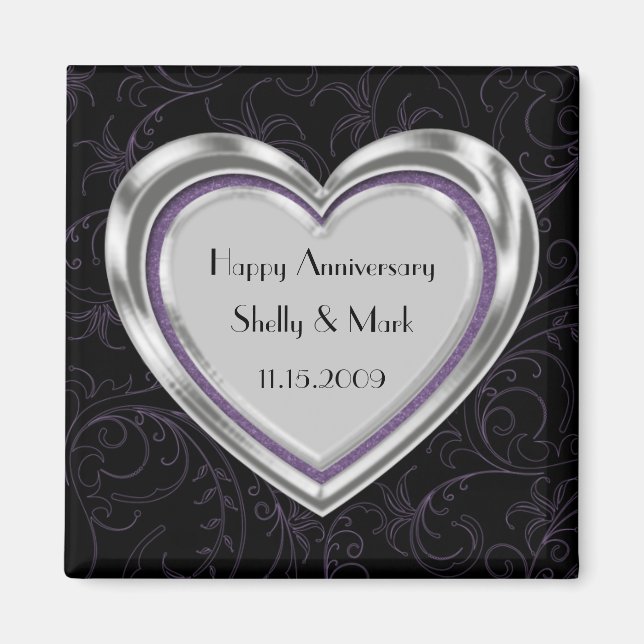 Silver och Purple Anniversary Magnet (Framsidan)