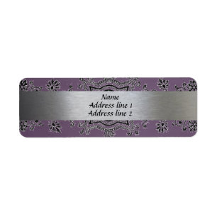 Silver och purpurfärgad metallisk adressetiketter returadress etikett