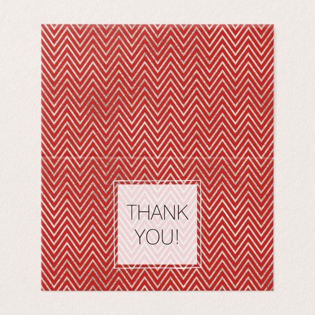 Silver och Red Chevron Rand Tack Kort (Utsida ovikt)