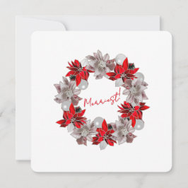 Silver- och Red Minimalist Poinsettia-Helgdag Julkort