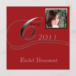 Silver och Red Modern Classic Studenten Inbjudningar