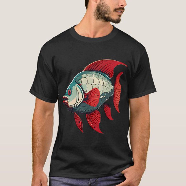 Silver och röd fisk t shirt (Framsida)
