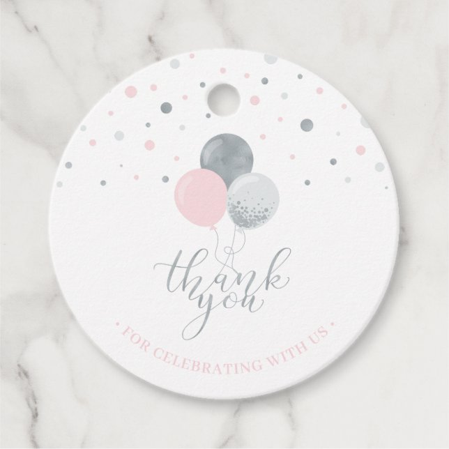 Silver och Rosa Bubblor | Party Tack för favoritta Gåvor Etiketter (Framsida)