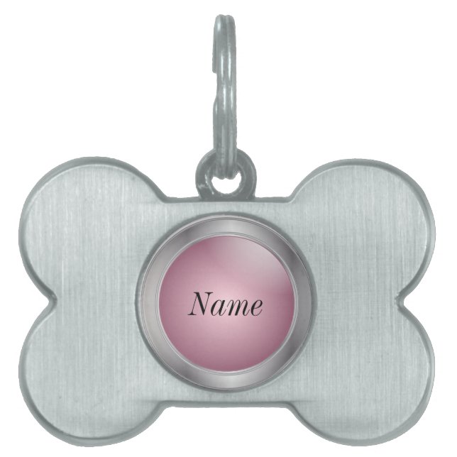 Silver och Rosa | DIY NAMN Namnbricka Husdjur (Framsidan)