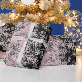 "Silver och Rosa  Snöflingor Presentpapper