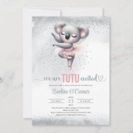 Silver och rosa tuta klänning baby koala balett da inbjudningar
