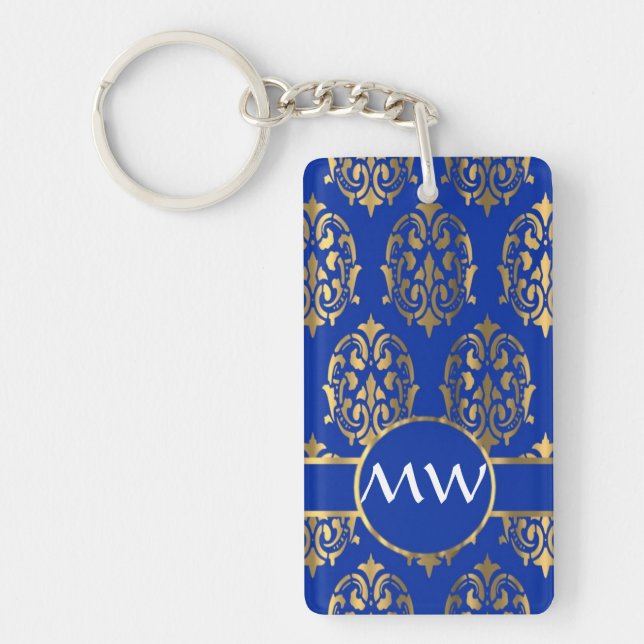 Silver och royal Blue Damask monogram (Framsidan)