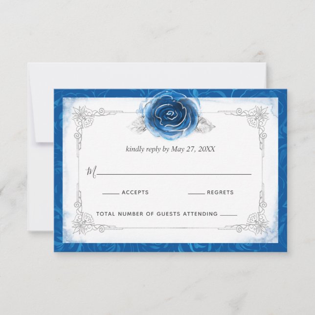Silver och Royal Blue Ro Elegant OSA Kort (Framsida)
