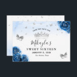 Silver och Royalblå Rosor Elegant Spara Datum Spara Datumet<br><div class="desc">Firar en elegant prinsessinspirerad kunglig blå och silverfest och letar efter fantastiska matchande brevpappersidéer? Skapa din egen gör-det-själv-mall för "spara datum"-inbjudningar som är lätta att anpassa med ditt namn och andra detaljer. Den blomsterinspirerade akvarellkonsten av Raphaela Wilson har kungliga blå rosor med falskt metalliskt silver, en krona/tiara och glittergnistrande konfettifjärilar....</div>