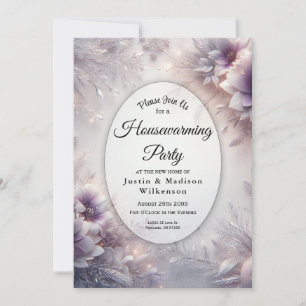 Silver och Soft Amethyst Vinter Housewarming Party Inbjudningar