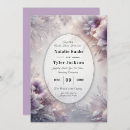 Silver och Soft Ametyst Winter Blooms Bröllop Inbjudningar