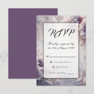 Silver och Soft Ametyst Winter Blooms Bröllop OSA Kort