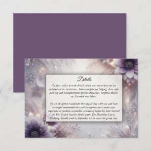 Silver och Soft Ametyst Winter Blooms Bröllop Tilläggskort