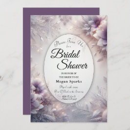 Silver och Soft Ametyst Winter Möhippa Inbjudningar