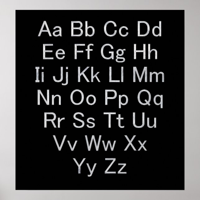 Silver och svart alfabetdiagram poster (Framsidan)