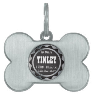 Silver och Svart ID-bricka Husdjur
