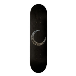 Silver och svart keltiska halvmånen Måne Skateboard Bräda 20,5 Cm