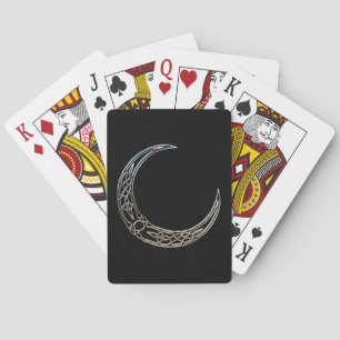 Silver och svart keltiska halvmånen Måne Spel Kort