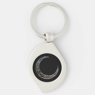 Silver och svart keltiska halvmånen Måne Swirl Silverfärgad Nyckelring