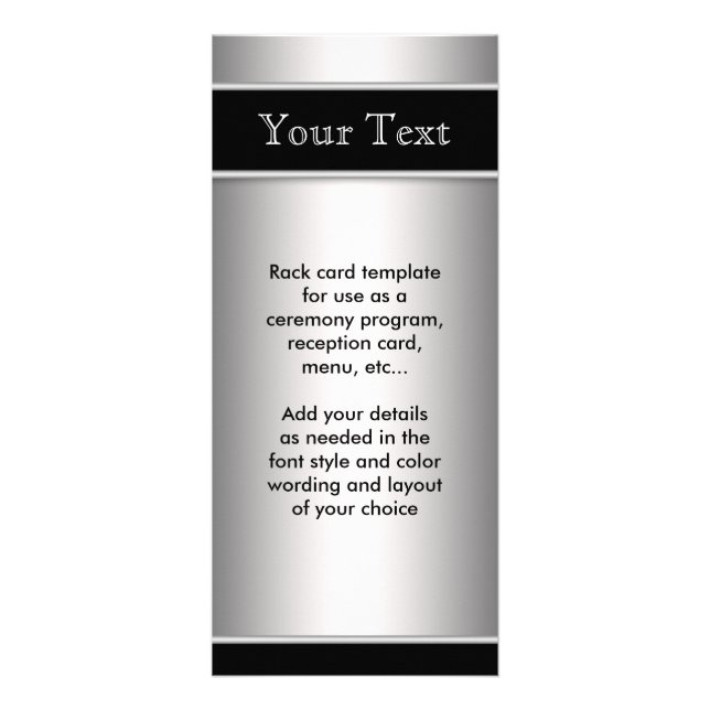 Silver och svart menyprogram reklamkort (Framsidan)