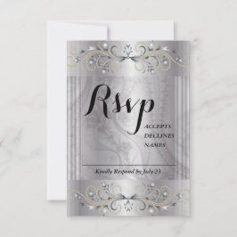 Silver och svart Rsvp-kort OSA Kort