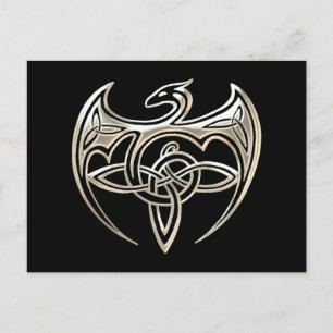 Silver och svarta draken Trine Celtic Knots Art Vykort