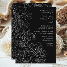 Silver och Svarta Eleganten Blommigt Bröllop