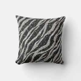 Silver och Svarta Zebra tryck Dekorativ kudde