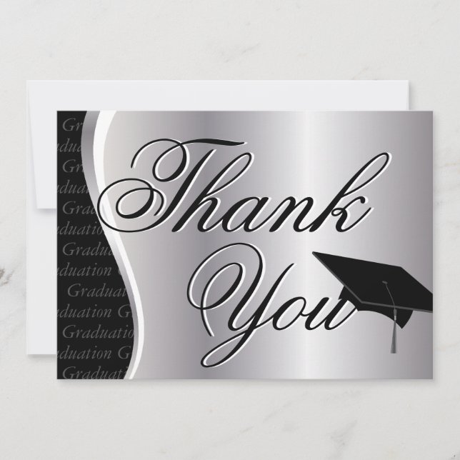 Silver- och svartstudententack tack kort (Framsida)