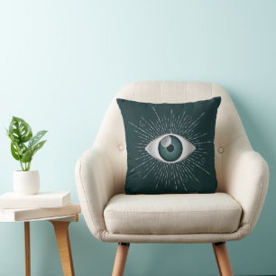 Silver och Teal Grönt Mystic Evil Öga Nazar Mati Kudde