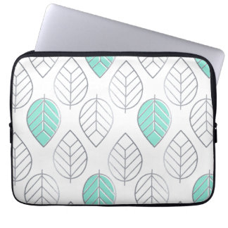Silver och turkos Chic och modern Löv-design Laptop Fodral