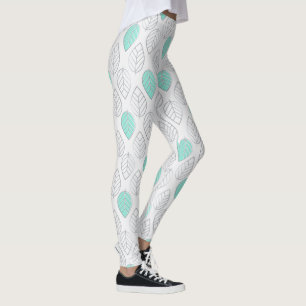 Silver och turkos Chic och modern Löv-design Leggings