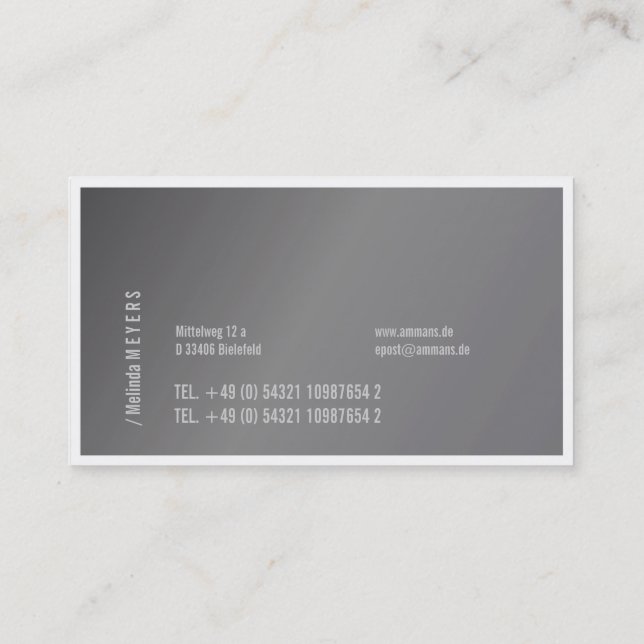 Silver och typografi, elegant, djärv visitkort (Baksida)