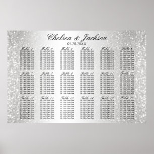 Silver och vit konfetti - 18 sittdiagram poster
