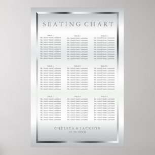 Silver och vit satäng - 9 Sittdiagram Poster