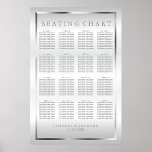 Silver och vit satäng - Sätesdiagram Poster