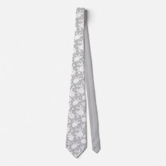 Silver och Vita Blommönstret Marskalkar Bröllop Slips