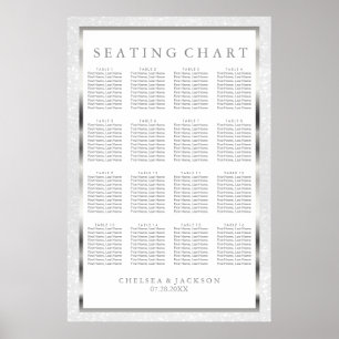 Silver och Vita Glitter - Sittdiagram Poster