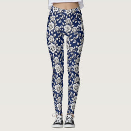 Silver Och Vita Rosor Leggings
