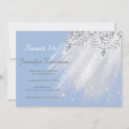 Silver och White Dress Glitter Sweet sixteen Inbjudningar