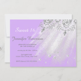 Silver och White Dress Glitter Sweet sixteen Inbjudningar